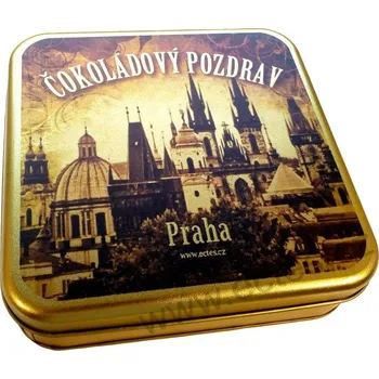 Dóza na potraviny ZLATÁ PRAHA C stověžatá VĚŽE plechová dóza 7414/40 ZPC sépie čokoládový pozdrav