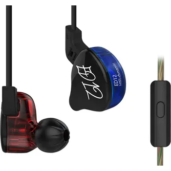 Sluchátka KZ ED12 Sluchátka s mikrofonem (Red/Blue)