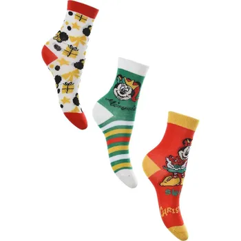 Trojbalení ponožek Minnie a Mickey - bílá/zelená/červená Velikost: 27/30