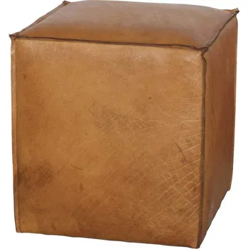Křeslo Hranatý pouf DT42 v kůži Kůže: Light Brown