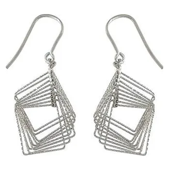 Náušnice Stříbrné náušnice čtverce spirála