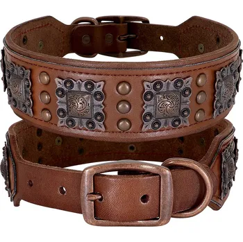 Obojek pro psa PET ARTIST Robustní kožený obojek pro psy Barva: Hnědá, Velikost: L