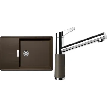 Granitový dřez Set Schock S14-4 (dřez Tia D-100LS Bronze + baterie SC-510 Bronze)