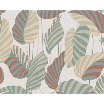 Tapeta Vliesová tapeta zelené, modré, červené palmové listy 390941 / Tapety na zeď 39094-1 Antigua (0,53 x 10,05 m) A.S.Création