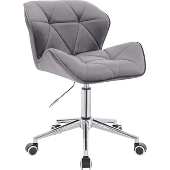 Kosmetická židlička velur Horten na stříbrné podstavě s kolečky - tmavě šedé