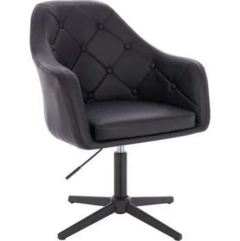 Kadeřnické křeslo ekokůže Hamar na černém kříži - černé