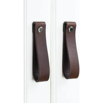 Nábytkové kování In-Design Nábytková kožená knopka NATURE velká, tm. hnědá kůže