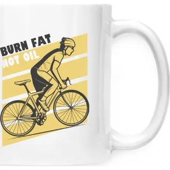 Hrnek malý bílý s potiskem Burn fat not oil