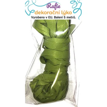 Stuha Rafie - matná, 5 m v balení, barva OLIVOVĚ ZELENÁ