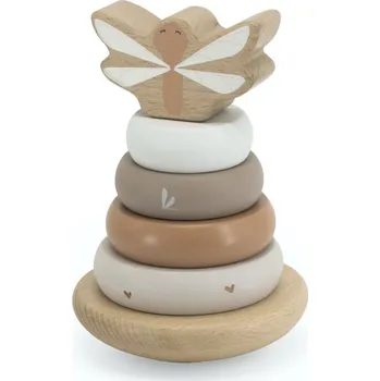 Dřevěná hračka Label Label Balanční stohovací kroužky, Nougat