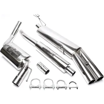 Výfukový systém TA Technix sportovní nerezový catback výfuk VW Passat (35i / B3 / B4, 88-96) sedan + Variant, kromě Syncro, 2x 76 mm rovná nerezová koncovka s pertlem