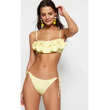 Zahradní dekorace Trendyol Tie Pruhované Bikiny s vysokými nohavicemi Trendyol bílá | krémová 2126793