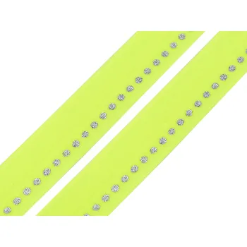 Textilní guma Lemovací pruženka půlená s metalickými puntíky šíře 22 mm žlutozelená