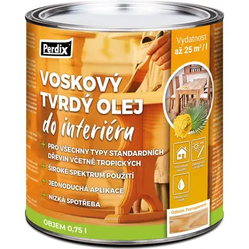 Olej na dřevo Perdix Voskový tvrdý olej do interiéru 0,75l