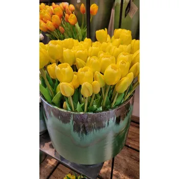 umělá květina Kytice 5ks žlutých realistických tulipánů - 40cm