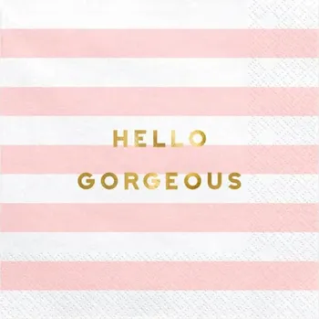 Papírový ubrousek Ubrousky Hello Gorgeous, světle růžové, 33x33cm