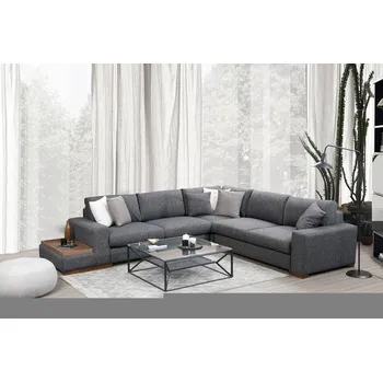 Sedací souprava Rohová sedačka s integrovaným stolkem Bellona 323 cm antracitová - pravá