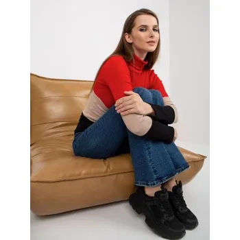 Dámský svetr Dámský rolák svetr TRINA červeno černá