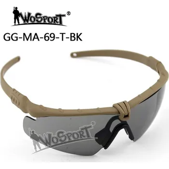 Airsoft Wosport Ochranné střelecké brýle MA-69, pískové, tmavá skla