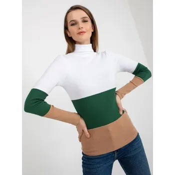Dámský svetr Dámský rolák svetr TRINA bílo tmavě zelený