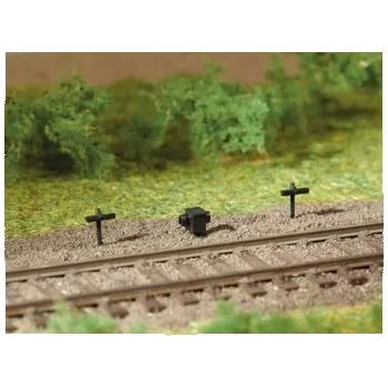 Modelová železnice H0 - držáky lanovodů 10ks a 2ks skřínka kladek