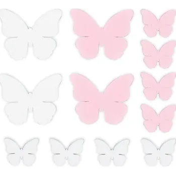 Motýli bílořůžoví velikost 2,5 - 4,5 cm, 12 ks v sáčku 4293