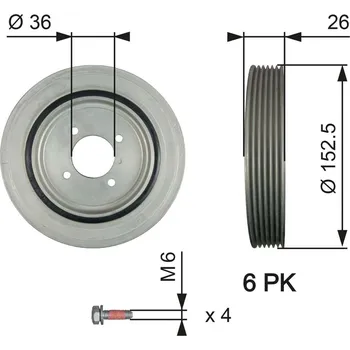 Řemenice, klikový hřídel GATES TVD1011A