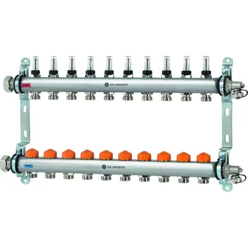 rozdělovač topení Dynacon podlah. rozdělovač 10 okruhy s aut omezovači průtoku