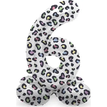 Folat Balónek fóliový číslo 6 samostojné Duhový panter 41 cm
