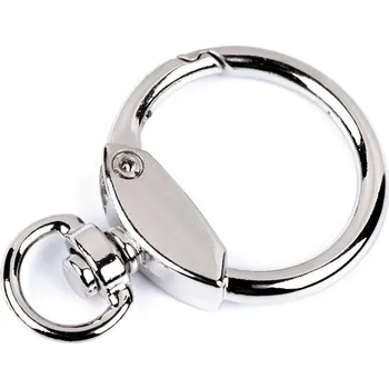 Kovová karabina otočná kulatá, průvlek 10 mm, barva 1 nikl