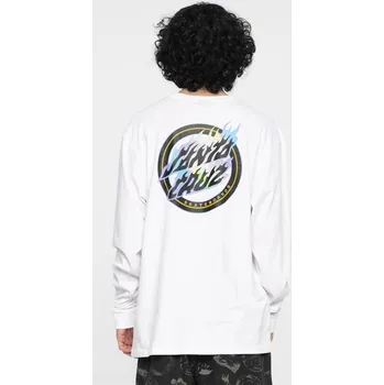 SANTA CRUZ triko - Holo Flamed Dot L/S T-Shirt White (WHITE) velikost: XXL