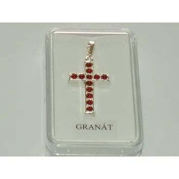 Přívěsek Přívěsek granát kříž bílý kov