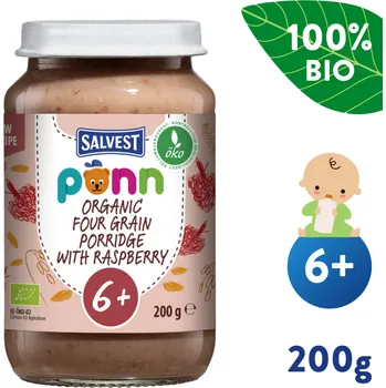 Dětská výživa Salvest Ponn Sklenička BIO Maliny s cereáliemi (200 g) 6m+