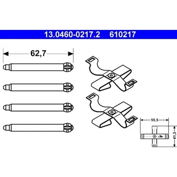 Přislušenství brzdového systému Sada příslušenství, obložení kotoučové brzdy ATE 13.0460-0217.2