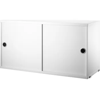 Komoda STRING Skříňka Cabinet with Sliding Doors, White