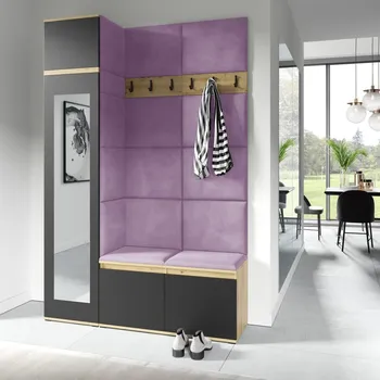 Předsíňová stěna Předsíňová stěna Emi 22 - dub/černá Barva panelů: Fialová - Trinity 11