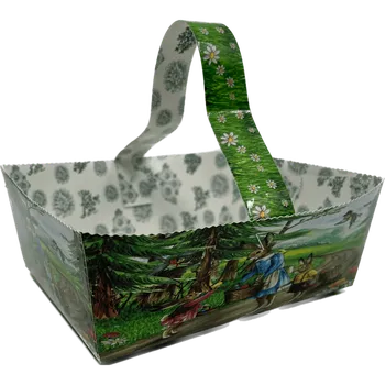 Velikonoční dekorace Velikonoční košíček "Zaječí rodina"15x11x5,7 cm