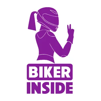 Polep vozidla SAMOLEPKA Biker inside 004 pravá motorkářka (14 - fialová) NA AUTO, NÁLEPKA, FÓLIE, POLEP, TUNING, VLASTNÍ TEXT, TISK, AUTOSAMOLEPKY.cz, POLEPY, OBRÁZEK, LOGO, SAMOLEPKY