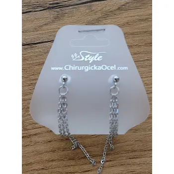 Módní doplněk Náušnice se třemi řetízky puzeta 3mm - 10cm