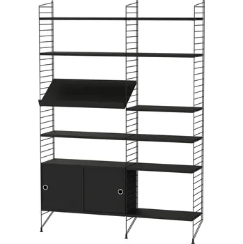 Knihovna STRING Policová sestava STRING Living room H, knihovna s úložným prostorem, černá