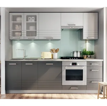 Kuchyňská linka Kuchyňská linka Paula 240/240 cm šedá/mocca