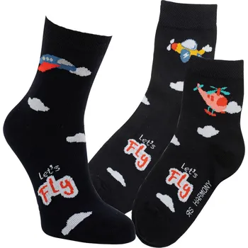 Dětské barevné bavlněné vzorované veselé ponožky RS 27-30 černá