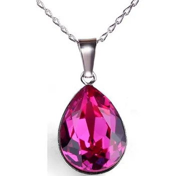 Náhrdelník Swarovski Elements Pear - Stříbrný náhrdelník (přívěsek + řetízek) růžová slzička, kapka 54016.3 Fuchsia (růžová tmavá, fuchsiová)