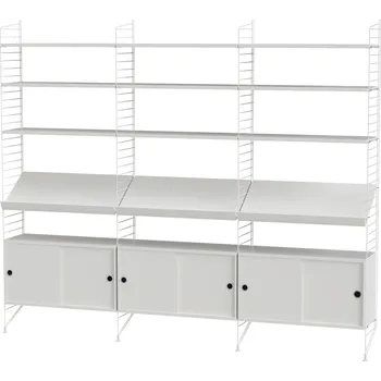 Knihovna STRING Policová sestava STRING Living Room G, knihovna s úložným prostorem, bílá