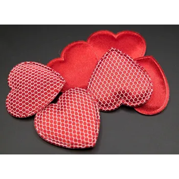 Vánoční dekorace Saténová aplikace - oboustranné srdíčko - červená, bílá - rozměr 3 x 3 cm