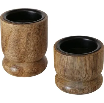 Svícen Boltze Home Dřevěné svícny NUMLI, mangové dřevo, 2 ks