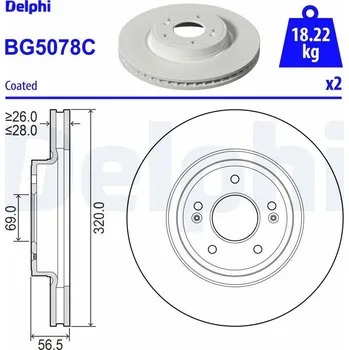 Brzdový kotouč Brzdový kotouč DELPHI BG5078C