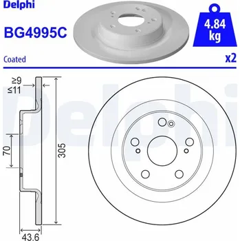Brzdový kotouč Brzdový kotouč DELPHI BG4995C