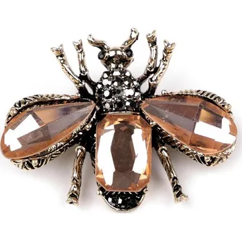 Brož Brož s broušenými kamínky včela - 1 pudrová