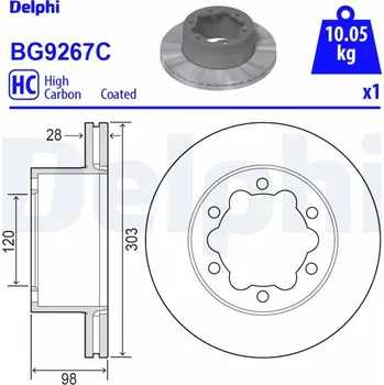 Brzdový kotouč Brzdový kotouč DELPHI BG9267C